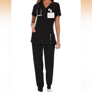 Black Scrub Set with Pockets